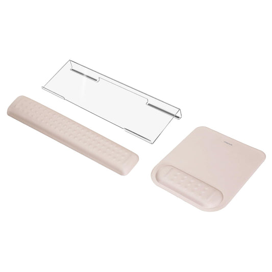 MOSISO Computer Keyboard Stand&Wrist Rest Support for Keyboard &Mouse Pad Set, Ergonomic Massage Wrist Rest Set, Easy Typing Working Acrylic Clear Stand for Office Home, Apricot