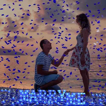 Hortsun Marry Me Light up Letters Proposal Decorations Will You Marry Me Sign Rose Petals 24 LED Candles Romantic Night Light for Proposal Engagement Wedding Outdoor(Blue)