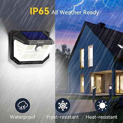 TECKNET 231 LED Solar Motion Lights Outdoor Waterproof, 10 Pack 300¡Æ Angle & 3 Lighting Modes PIR Motion Sensor Security Solar Wall Lights IP65 for Fence Front Door Yard Deck Garden Garage