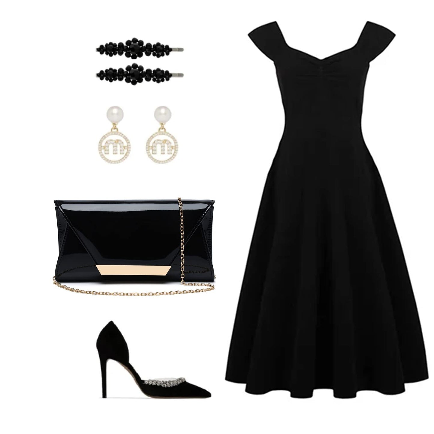 Patent Leather Envelope Clutch Womens Evening Handbag Stylish Shoulder Bag Purse for Christmas Wedding Party Prom(Black 265)