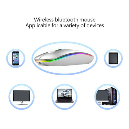 Wireless Bluetooth Mouse Rechargeable Laptop Mice with LED Lights Silent Slim Use(BT5.2 and 2.4G Portable USB Receiver)Dual Mode Computer Mouse for Laptop/iPad/Tablet/Apple/Computer/Mac(Black)