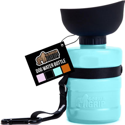 GORILLA GRIP Dog Water Bottle, Portable Water Bowl Dispenser for Dogs, 20 oz Leak Proof Pet Travel Squeeze Bottles, Food Grade Silicone, to Go Puppy Essentials, Hiking Camping Trip Accessories, Black