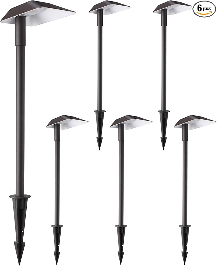LEONLITE Anti-Glare Low Voltage Pathway Lights, 5W Wired 12-15V LED Landscape Path Lights Aluminum IP65 Outdoor Landscape Lighting for Walkway Yard, 5000K Daylight, ETL, Pack of 6
