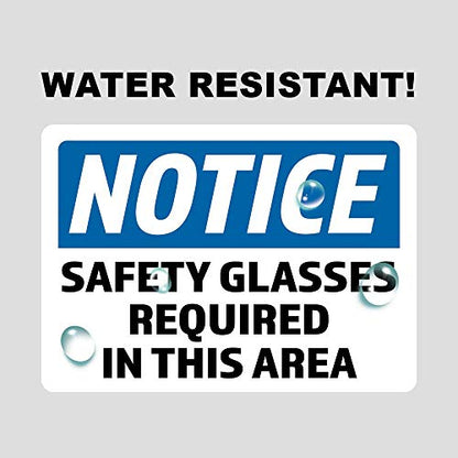 2-Pack Notice Safety Glasses Required in This Area Vinyl Decal Sticker | 7-Inch by 5-Inch | Laminated with UV Protective Laminate | PD2738