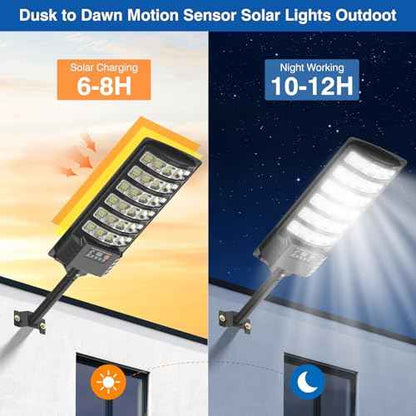 Solar Street Lights Outdoor Waterproof,50000LM 320¡Æ Angle Solar Light,5730LED Parking Light with Motion Sensor and Remote Control for Outdoor, Streets, Courtyards,Parking Garages,-2Pack