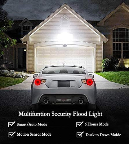 Security Lights Outdoor, Flood Lights Hardwired AC Power, Motion Sensor/Dusk to Dawn/ 6Hrs/Eco Dim 4 Working Modes, 280W Equiv. 5000K, Exterior Security Floodlight for Yard/Garage/Patio, 2Pack