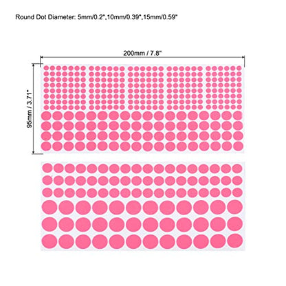 MECCANIXITY Glow in The Dark Tape Dots,0.2" 0.4" 0.6" 407 Dots Sticker Pink for Walls Parties Marking Decorations