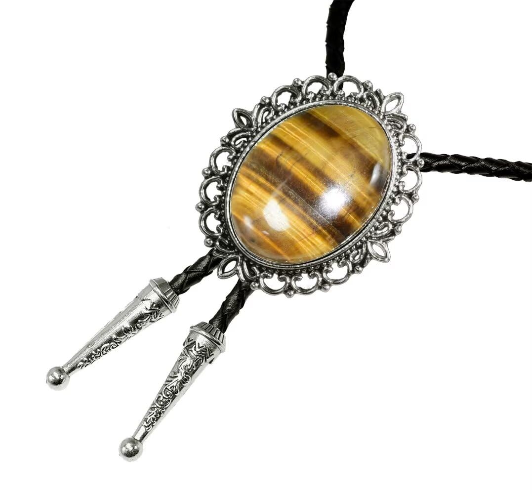 GURANSE Bolo tie With Natural Stone Art Flower Wreath Cowboy Western Style Necktie More Color