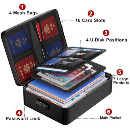 ENGPOW Fireproof Document Bag with Lock,File Organizer Set with Zipper Money Case,5 Layers Protection Fireproof Safe Storage for Important Documents,Passport,Laptop,14.2"*10.6"*4",Soft Case