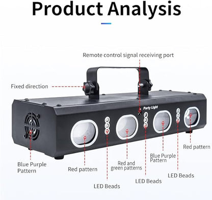 Party Lights DJ Disco Lights, 3D Effect Sound Sensing Laser Flash Stage Projector Home Show Christmas Halloween Party Birthday Decorations Club KTV Bar Karaoke Dance