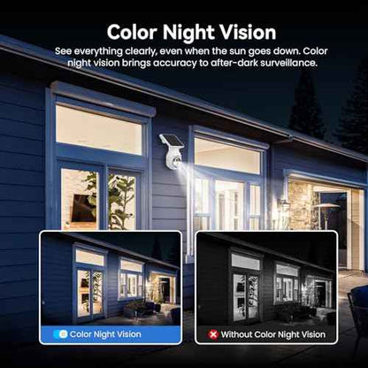 1080p WiFi Security Camera with Solar Panel, Battery Powered, Pan Tilt, AI Motion Detection, Night Vision, 2-Way Talk, IP65, Cloud Storage (Sold Separately), 2.4GHz WiFi Only