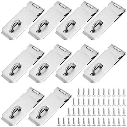10 PCS Padlock Hasp Latch, Stainless Steel Padlock Hasp, Heavy Duty Security Hasp with Mounting Screws, Door Locks Hasp Latch for Doors and Cabinets