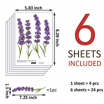 Maydahui 6 Sheets Lavender Flowers Wall Decals Garden Purple Floral Wall Corner Stickers(7.25 x 54 Inch) Peel Stick Removable Art Mural Decor for Living Room Nursery Bedroom