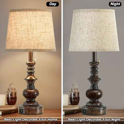 22'' Farmhouse Bedside Table Lamps Set of 2 for Bedroom Nightstand Lamps with USB A+C Charging Ports Traditional Small Table Lamp for Living Room End Tables,Pull Chain,Bulbs Not Included