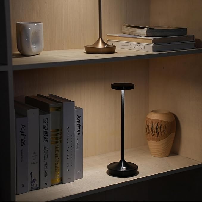 Cordless Table Lamp Rechargeable - 6000mAh LED Battery Operated Table Light - Portable Touch Dimmable Outdoor Waterproof Table Lamps for Patio Restaurant Dining (2 Black)