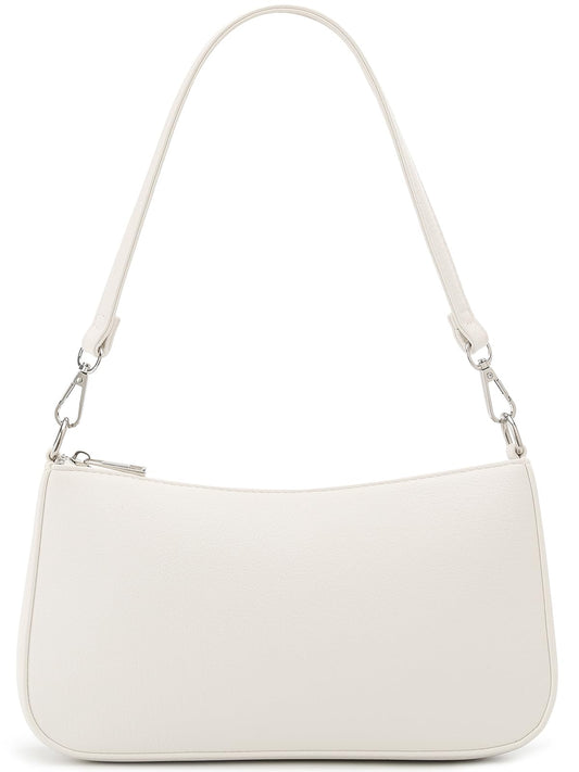 NIUEIMEE ZHOU Small Shoulder bag with 2 Removable Straps Cross Body Clutch Purse Handbag for Women (Style 3-Leather White)