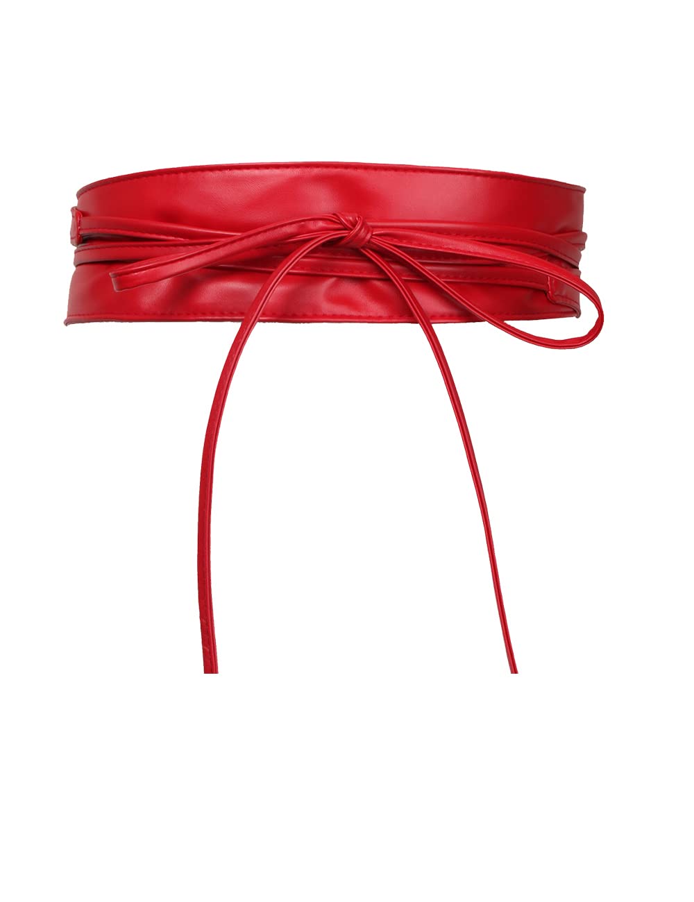 Earnda Women Fashion Obi Belt Faux Leather Wide Wrap Waist Cinch Belt for Dress Red Medium