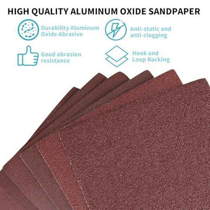 1/4 Sheet Sandpaper 5.5" x 4.5" Hook and Loop Sandpaper 60 Grit Sandpaper for Palm Sander 30 PCS Aluminum Oxide Sanding Sheets Hand Sanding Blocks for Metal, Woodworking and Polishing (60 grit)
