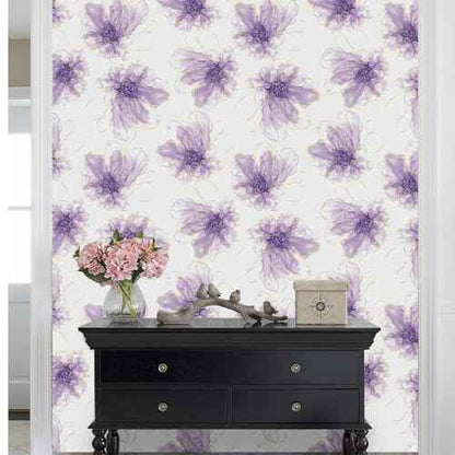 Floral Wallpaper Peel and Stick Boho Contact Paper Self Adhesive Removable Renter Friendly Purple Flower Wallpaper 17.7"x78"