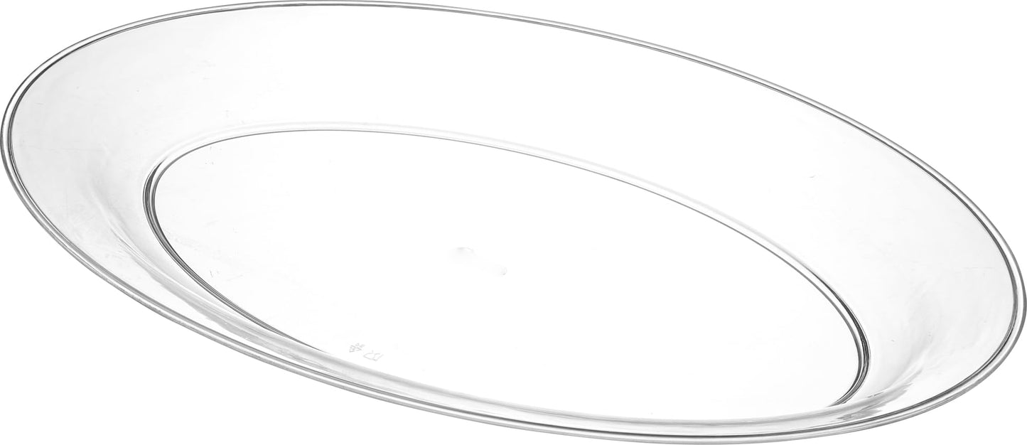 PLASTICPRO Plastic Oval Serving Trays - Serving Platters Oval 11 X 16 Disposable Party Dish Crystal Clear Pack of 8