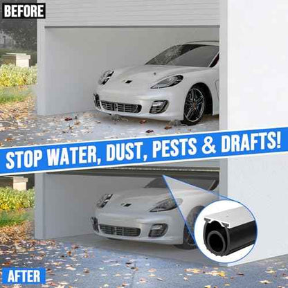 10 FT Garage Door Seals Bottom Rubber, Heavy Duty U+O Ring Garage Door Bottom Seal with Aluminium Track Retainer Kit, Universal Garage Door Weather Stripping for Home Garage Protection