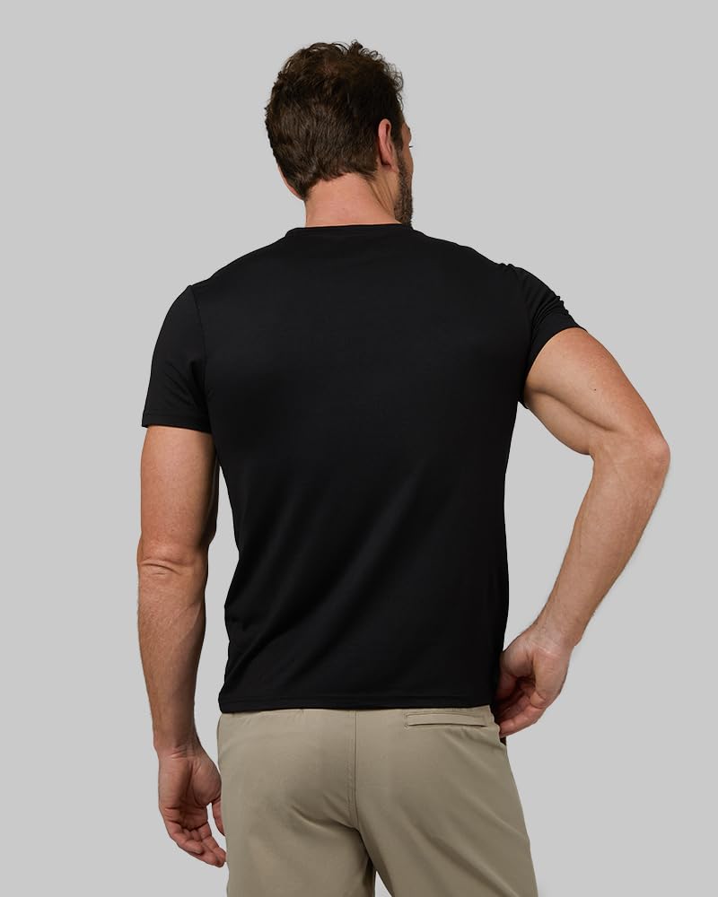 32 Degrees Mens 4 Pack Cool V-Neck T-Shirt | Anti-Odor | Quick Drying | 4-Way Stretch, Black, Medium