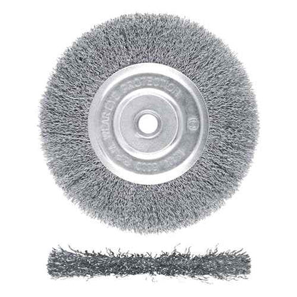 Wire Brush for Grinder - 6 Inch Fine Crimped Wire Wheel for Bench Grinder with 1/2" and 5/8" Arbor, Efficiently Polish Nuts, Bolts and Assorted Car Parts.