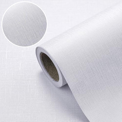 CAX Grasscloth Peel and Stick Wallpaper White Contact Paper 15.7"x118" White Grasscloth Wallpaper Self-Adhesive Removable Wall Paper Waterproof Faux Linen Wall Papers for Living Room Bed Room Cabinets