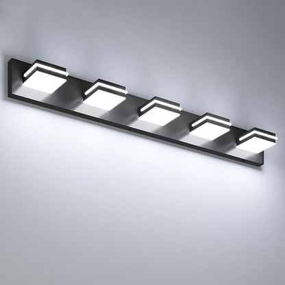 VOLISUN 5 Light Bathroom Vanity Light Fixtures 40 inch,Black LED Bathroom Lighting Fixtures Over Mirror, 360°Rotatable Head, LED Vanity Lights for Bathrooms (6000K)