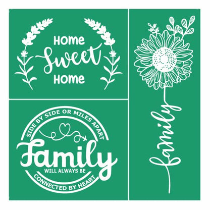 JAJADO Home Sweet Home Silk Screen Stencils Family Chalk Paste Transfers Farmhouse Stencils Reusable Screen Printing Stencils for Painting on Wooden Front Porch Sign, Canvas, Wall DIY Home Decor
