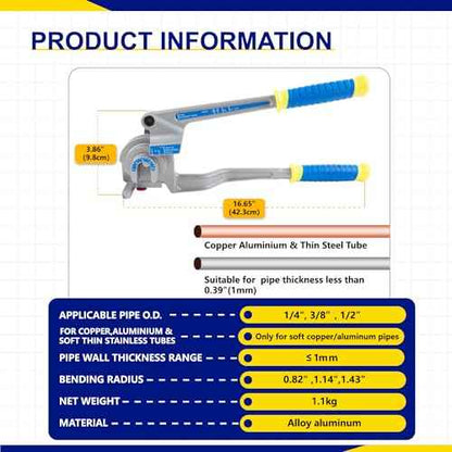 Wostore Tubing Bender 3 in 1 Tube Bender 180¡Æ For Tubing 1/4",3/8", 1/2", Bending Copper, Aluminium, Soft Thin Stainless Tubes For HVAC