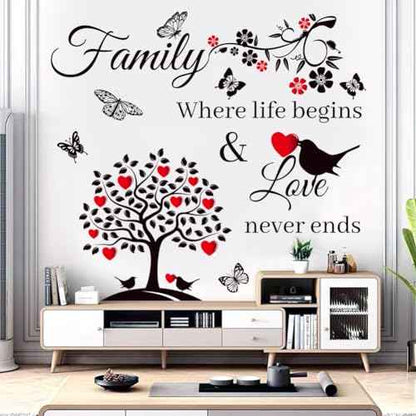 CASADECOR Family Wall Decor Stickers for Living Room - Inspirational Home Decal Background Art, Red