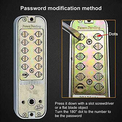 Qivine Mechanical Keyless Door Lock, Push Button Door Lock Keypad 1-11 Digitals Outdoor Gate Locks with Keypad Anti Theft Codes Lock for Bidirectional Gate (Sliver)