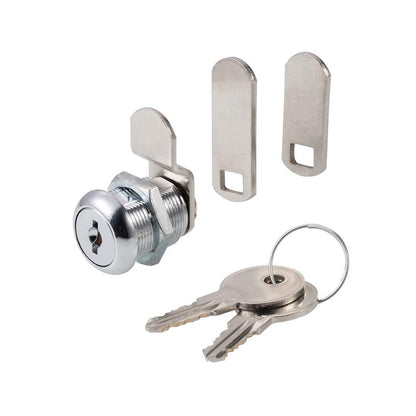 Cabinet Cam Locks Keyed Alike, 5/8” Cylinder Cam Locks for Tool Box RV Compartment Mailbox Vending Machine Drawer File Cabinet, Fits 3/8” Max Panel Thickness, Chrome Finish with 3 Cams and 2 Keys
