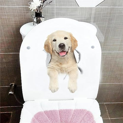 Little Dog 3D Wall Stickers£¬ sacinora Cute Puppy Animal DIY Wall Decals Removable Vinyl Peel and Stick for Kids Baby Nursery Living Room Bedroom Bathroom Toilet Furniture Wall D?cor