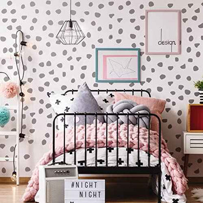 500 Pieces Irregular Polka Dots Boho Wall Decal Vinyl Nursery Wallpaper Sticker Wall Decor Peel and Stick Dot Wall Sticker for Kids Baby Girl Bedroom Home Classroom Decoration (Silver)