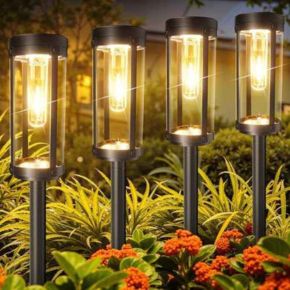 Solar Pathway Lights Outdoor: 8 Pack Upgraded Solar Lights Outdoor Waterproof - Up to 15 Hrs Bright Modern Path Light for Garden Yard Patio Driveway Walkway Sidewalk Landscape Lighting Outside Decor