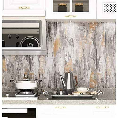 Livelynine Metallic Concrete Wallpaper Peel and Stick for Bedroom Vinyl Concrete Contact Paper for Walls Grey Silver Peel and Stick Wallpaper for Living Room Wall Apartments Bathroom RV 15.8x78.8