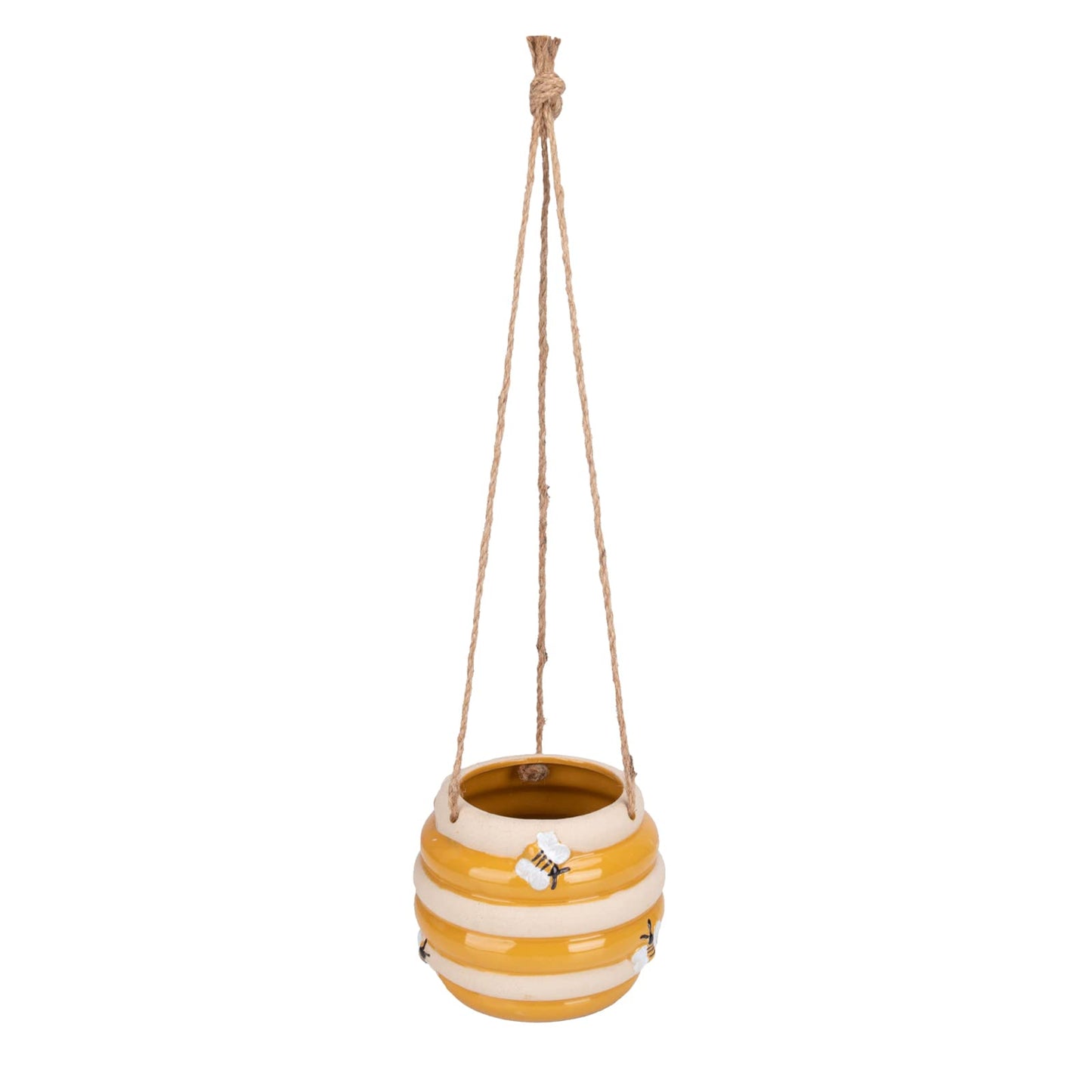 Chonsun Hanging Ceramic Planter 5 Inch Cute Bee Plant Pots Indoor Outdoor Yellow Planter Flower Pot Succulent Plant Pot Ceramic Mid-Century