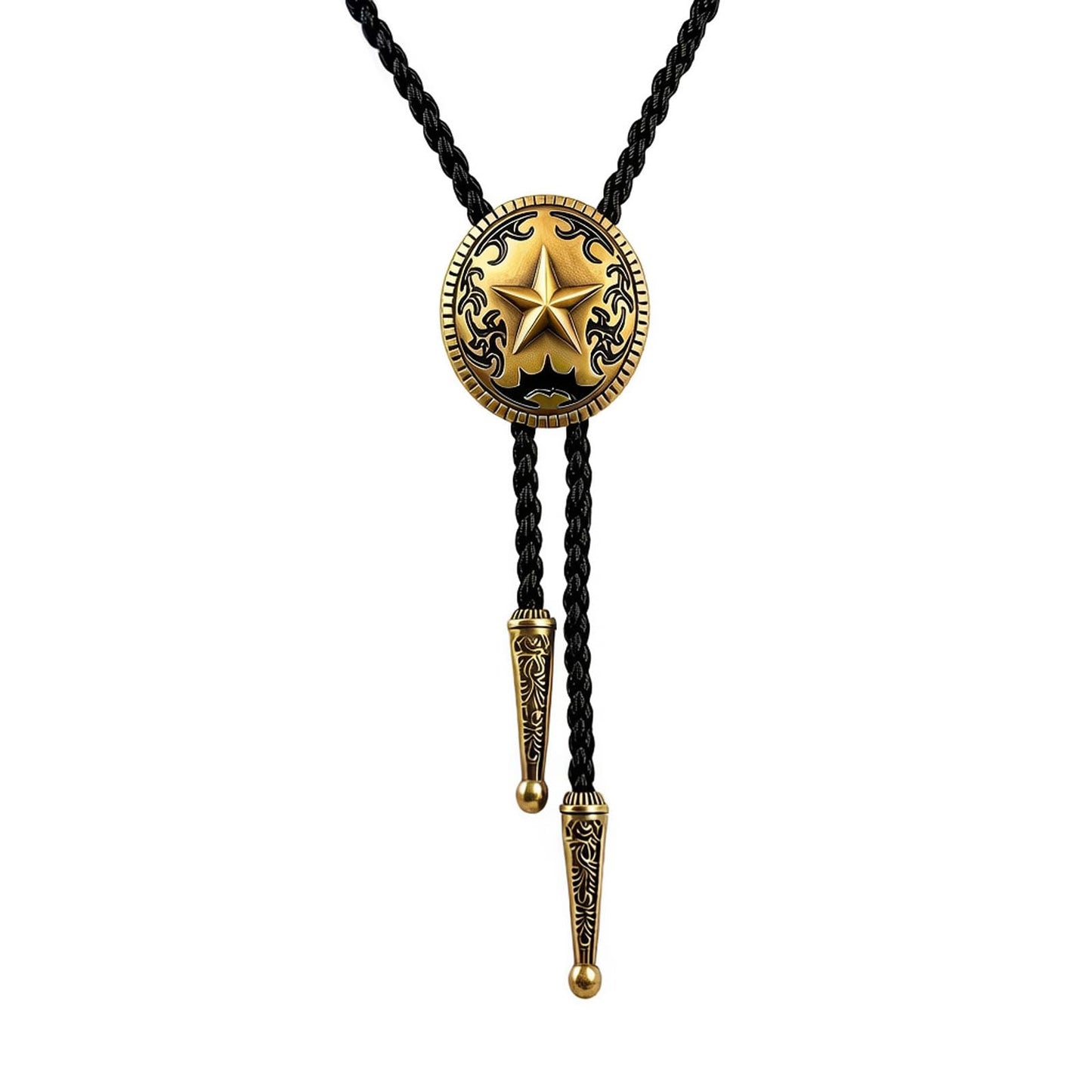 JPJZY BRBAM Retro Style Western Cowboy Lone Star Bolo Tie Texas Symbol Leather Bolo Tie for Men (Style 6 - Bronze)
