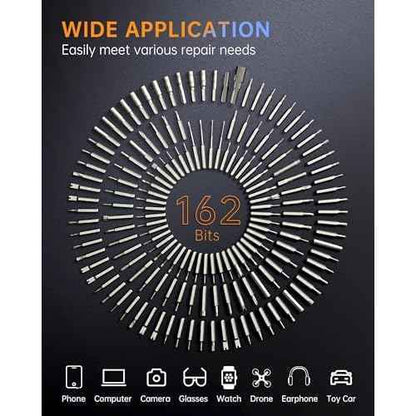 Electric Screwdriver Kit, 181 in 1 Mini Precision Screwdriver Set with 162 Magnetic Bits, 3 Torque Settings, 3.7V Cordless Power Screwdriver Repair Tool for Phone Camera Laptop Watch