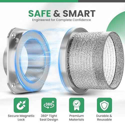 Magnetic Dryer Vent Connector Kit DV180, 4 Inch Dryer Vent Hose with Magnetic Coupling & Aluminum Duct, Leak-Resistant, Heat-Resistant, Flexible, Easy to Install and Clean, for Most Dryer