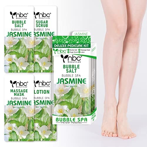 Pedicure Kit Foot Soak Set: Bubble Salt, Sugar Scrub, Massage Mask, Massage Lotion in a Box, 4 Step Foot Spa Kit for Dry Feet,Tired Feet（3 Set Tropical Fruit)