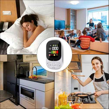 4-in-1 Carbon Monoxide Detector & Combination Gas, Natural Gas Detector & Carbon Monoxide Alarm with Temperature & Humidity (White)