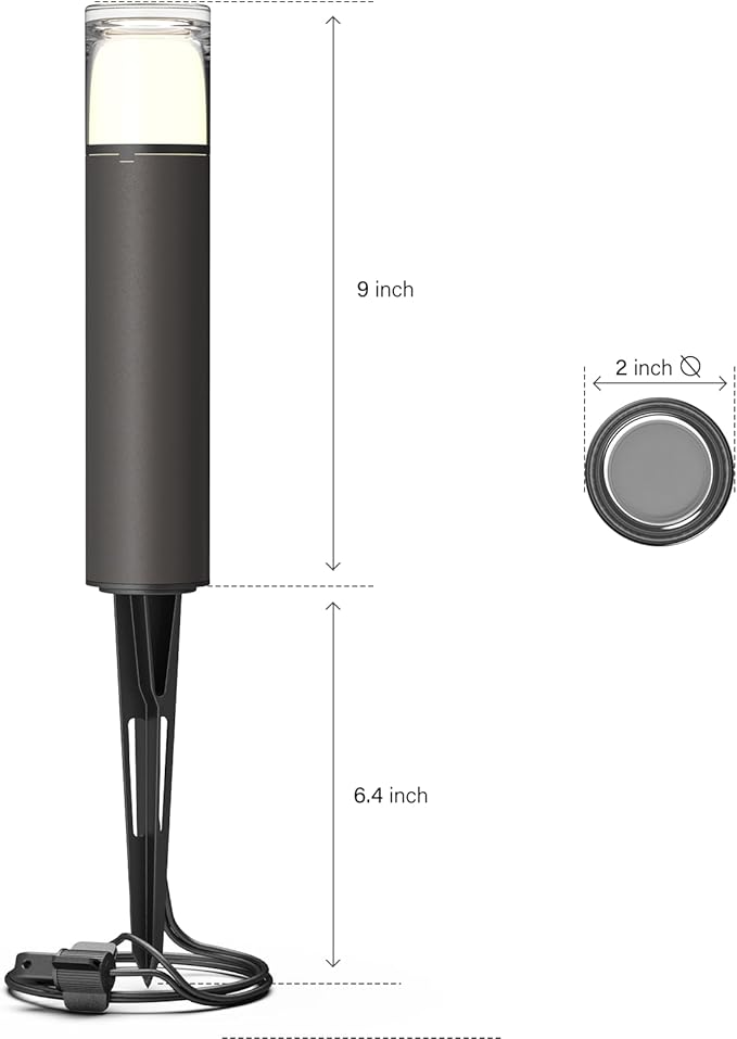 GOODSMANN Low Voltage Bollard Light 2 Watt LED Landscape Lighting 2700K Warm White Weatherproof Pathway Lights Bronze Outdoor Walkway & Sideway & Driveway Round Path Light with Cable Connector