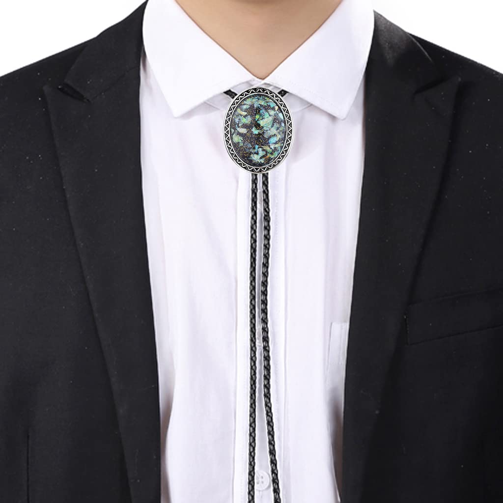 HUABOLA CALYN Bolo tie for Men Western Cowboy Leather Necktie Halloween Costume Bolo ties for Women (4# Opal)