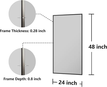 Koonmi Bathroom Mirror 24x48 Black Bathroom Wall-Mounted Mirrors, Modern Vanity Mirror for Bedroom, Living Room, Aluminum Alloy Frame Allow to Hang Horizontally or Vertically