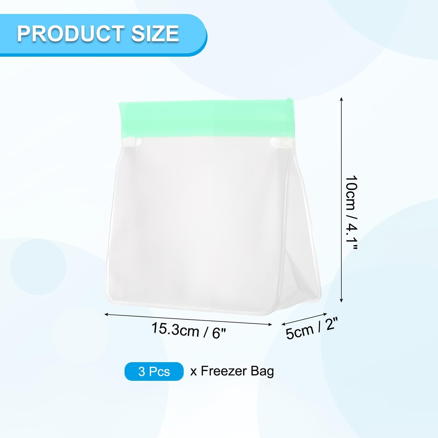 PATIKIL 8.7"x2"x5.3" Reusable Freezer Bag, 3 Pcs Leakproof Zip Food Storage Stand Up Bags Fridge Snack Vegetable Fruit Ice Container for Long-Lasting Freshness, Black
