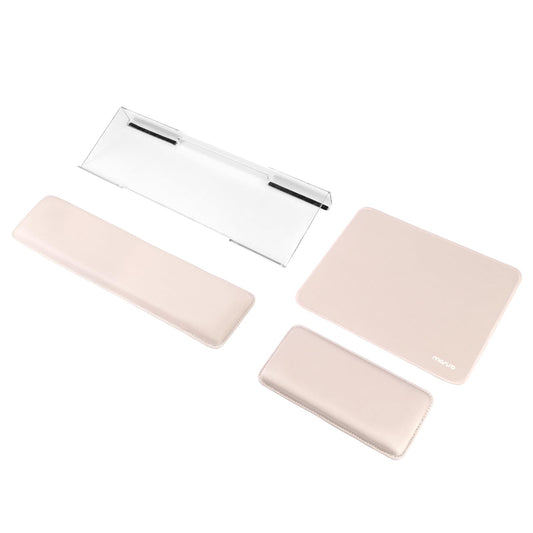MOSISO Computer Keyboard Stand&Wrist Rest Support for Keyboard and Mouse, Large Rectangular Ergonomic Wrist Rest Mouse Pad Set, Pain Relief Easy Typing Non-Slip Cushion Pad for Home/Office, Apricot