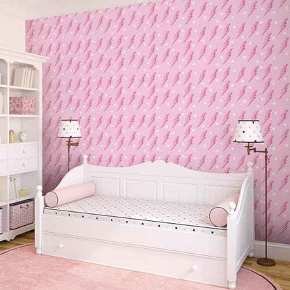 Kosiz Preppy Peel and Stick Wallpaper, Hot Pink Removable Classroom Wallpaper, Pink Preppy Lightning Dorm Paper, Aesthetic Photography Background for School Bedroom Wall Decor 17.7 x 118''